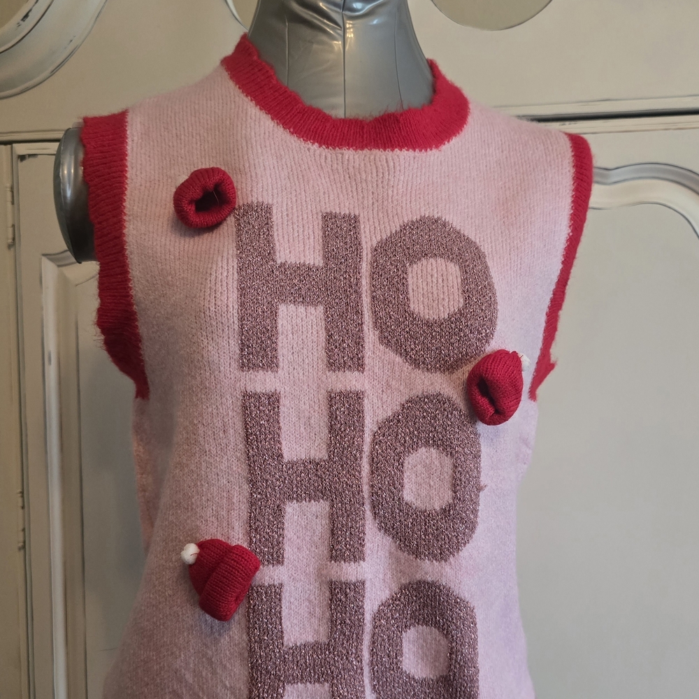Primark Festive Pink and Red Sleeveless Sweater